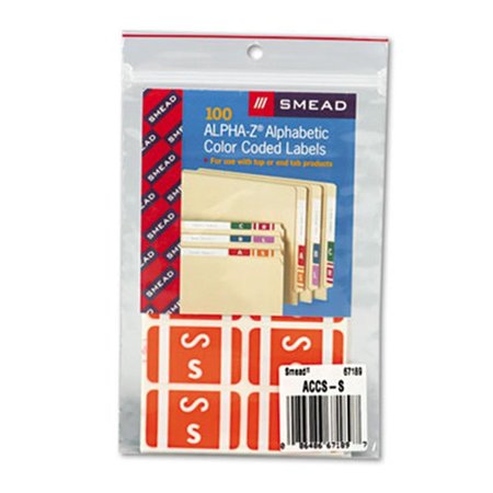 SMEAD Alpha-Z Color-Coded Second Letter Labels- Letter S- Orange- 100/Pack 67189